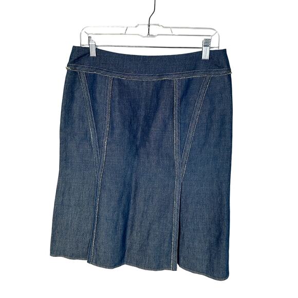 Neiman Marcus 10 Lida Baday Linen Skirt Set $1200 Denim Blazer Jean Skirt Blue - Picture 7 of 14